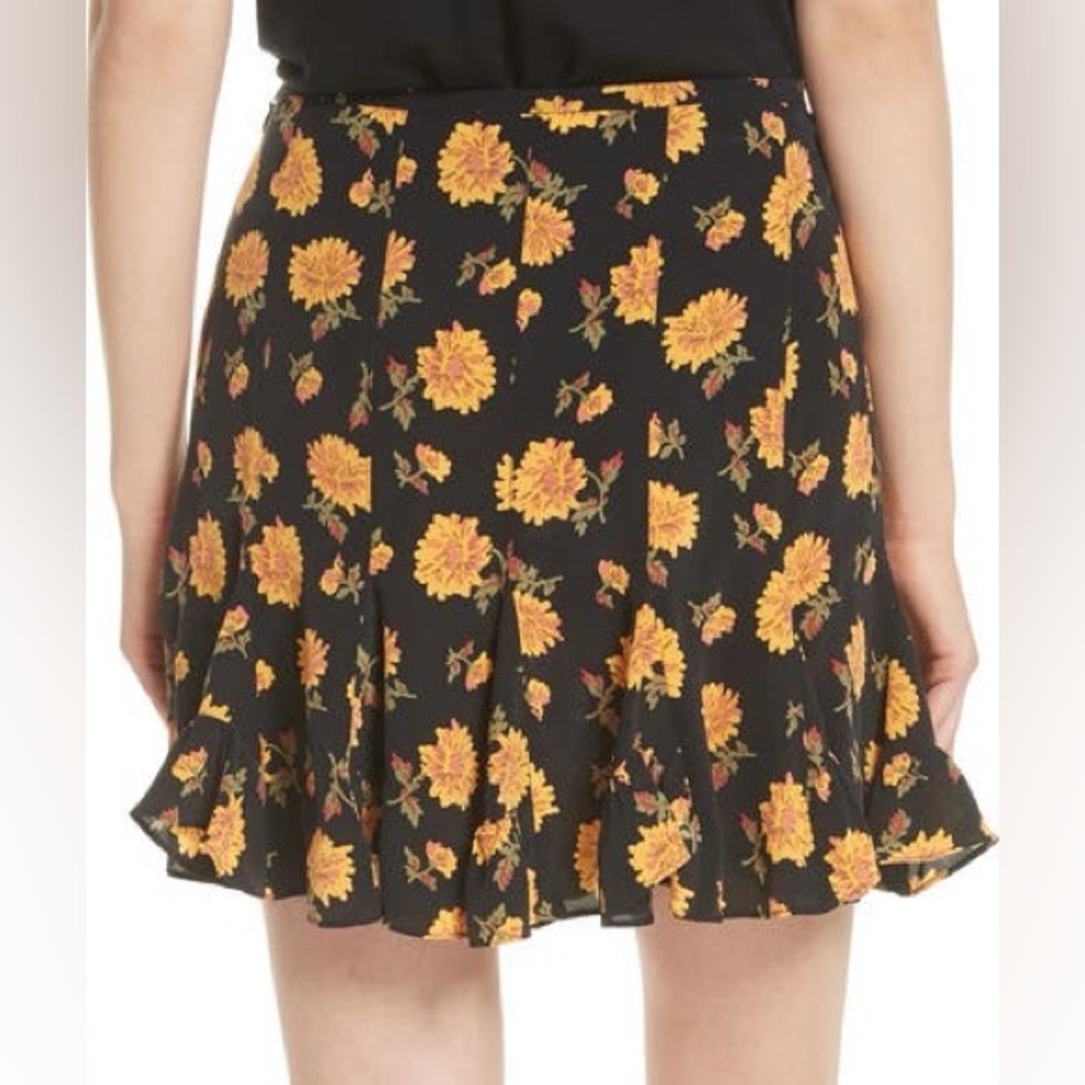 Veronica Beard Weller Floral Print Flounce Mini Skirt Black Size 4 100% Silk - Picture 3 of 12